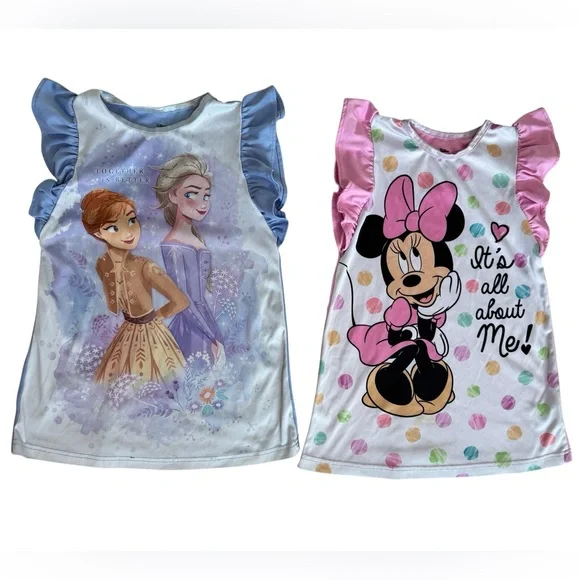 5pc Disney Girls Nightgowns Bundle Minnie Frozen Princess Pajamas 4T - Picture 4 of 11